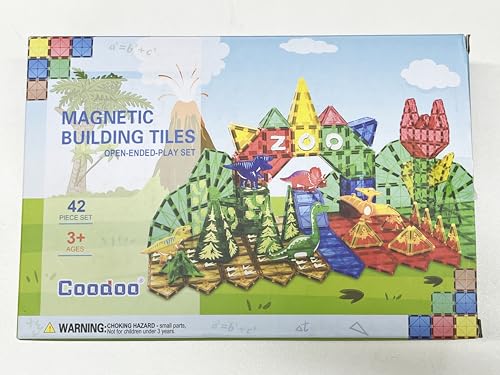 Dinosaur Toys Magnetic Tiles Building Blocks Kids Toys - Dinosaur World STEM Magnet Toys for Toddlers Creative Construction Play for 3+ Year Old Boys Girls Ideal Preschool Learning Sensory Toys
