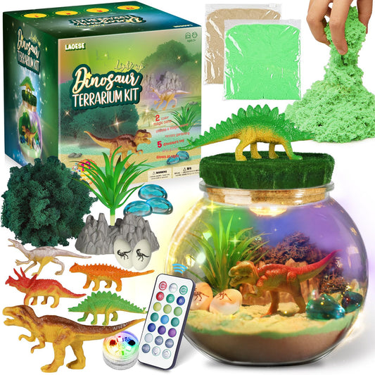 LAOESE Dinosaur Gifts for Boys - Dinosaur Terrarium Kit for Kids - Birthday Gift for Boys Ages 4 5 6 7 8-12 Year Old - DIY Dinosaur Toys for Boys - Arts and Crafts Kit for Kids