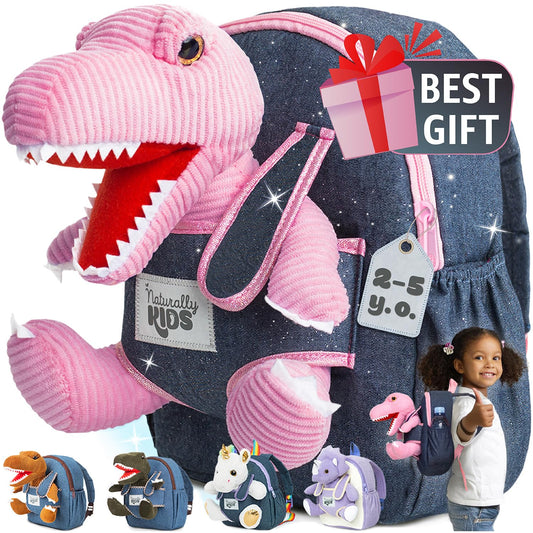 Naturally KIDS Pink Dinosaur Toys for Girls, Toddler Dinosaur Toy, Gifts for Year Old Girl Birthday Ideas